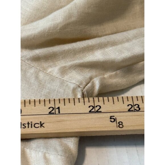 RAFAELLA Beige Embroidered Beaded Blouse100% Linen V-Neck Tiny Flaw Size 14 - Picture 13 of 16